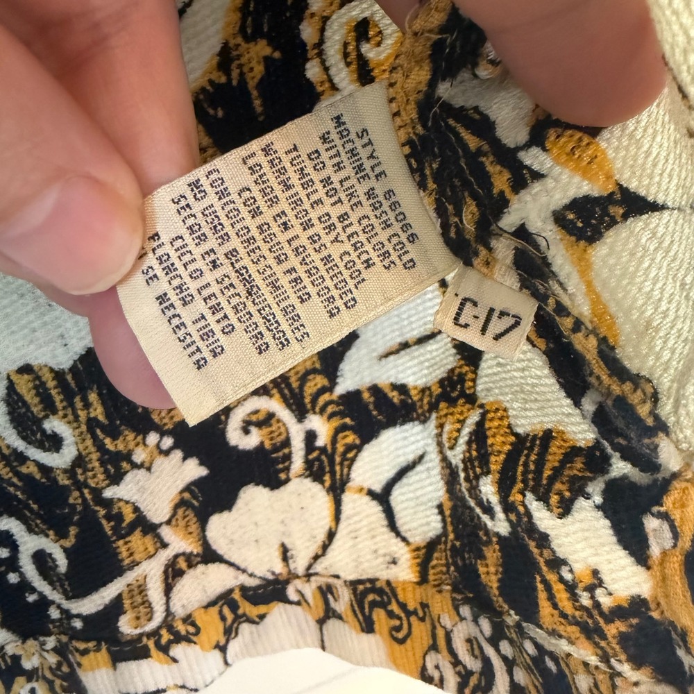 Ocean Pacific OP Med Floral Textured Cotton Button Shirt Yellow VTG Loop Collar - Picture 8 of 11